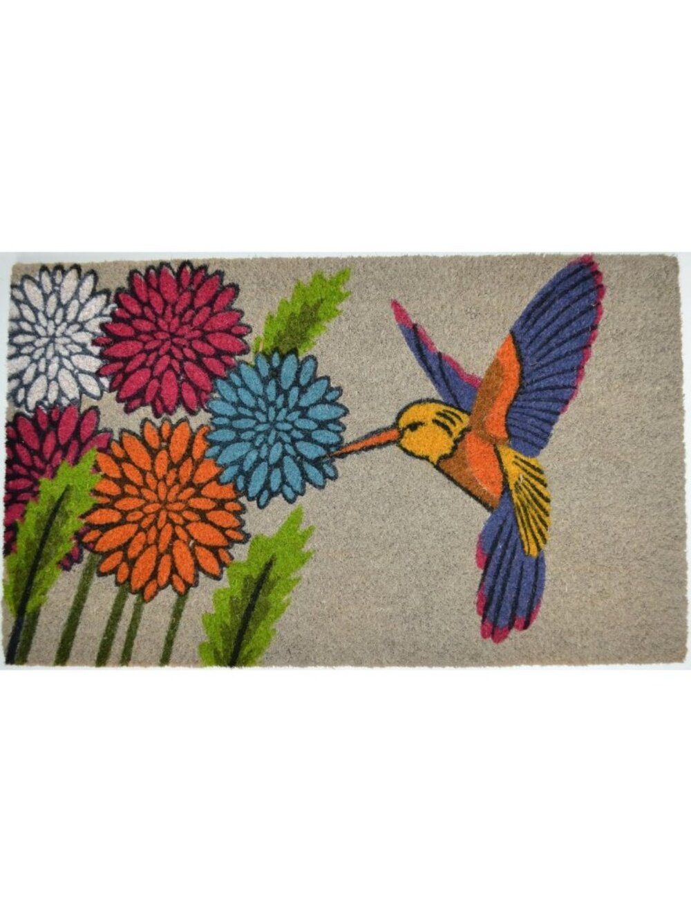 Blue Hummingbird Coir Doormat, PVC Backing, 18"x30", Durable & Stylish Entryway